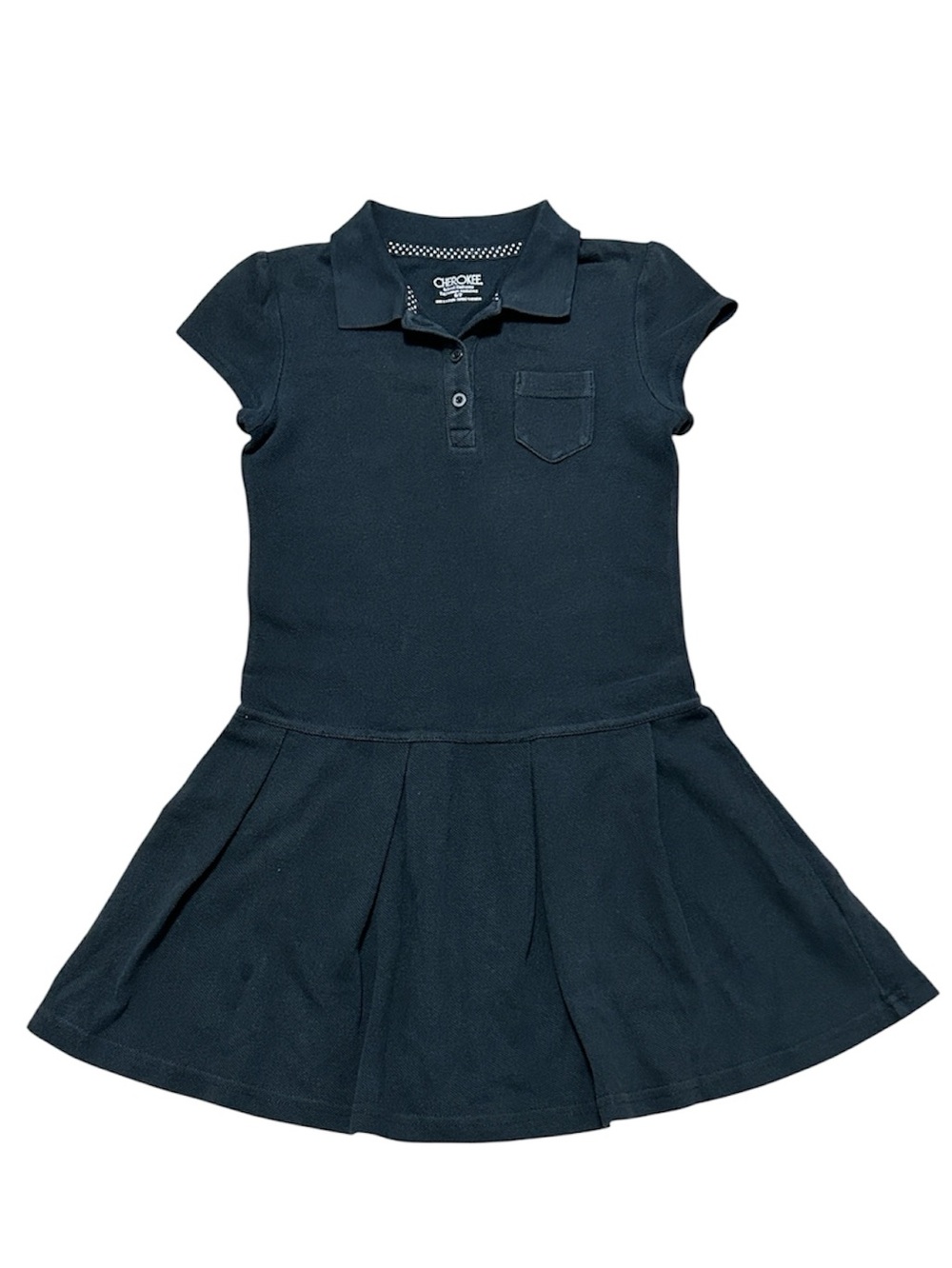 Cherokee Girls Black Polo Dress with Pleated Skirt Size S -School Uniform